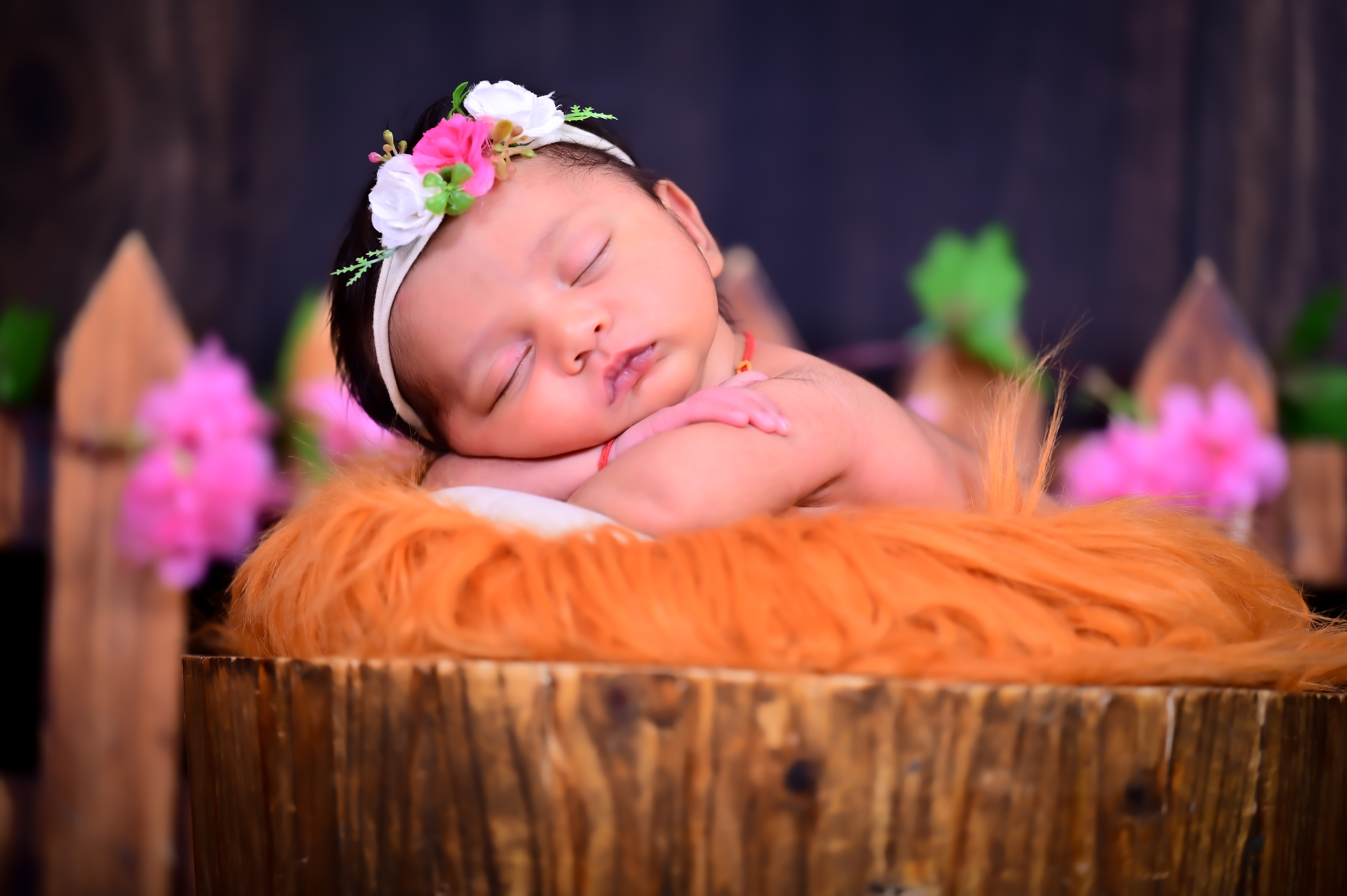 Floral newborn photography setup in Bangalore